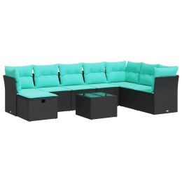 VidaXL 9-cz. zestaw wypoczynkowy do ogrodu, z poduszkami, czarny