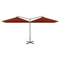 PODWÓJNY PARASOL OGRODOWY STALOWY SŁUPEK TERAKOTA 600X300CM