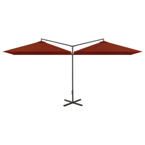 PODWÓJNY PARASOL OGRODOWY STALOWY SŁUPEK TERAKOTA 600X300CM