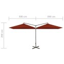 PODWÓJNY PARASOL OGRODOWY STALOWY SŁUPEK TERAKOTA 600X300CM