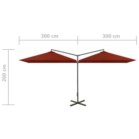 PODWÓJNY PARASOL OGRODOWY STALOWY SŁUPEK TERAKOTA 600X300CM