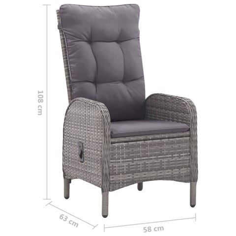 7-CZĘŚCIOWY ZESTAW MEBLI OGRODOWYCH SZARY