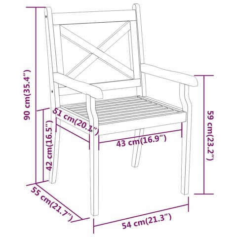 VidaXL 5-cz. zestaw mebli ogrodowych, lite drewno akacjowe