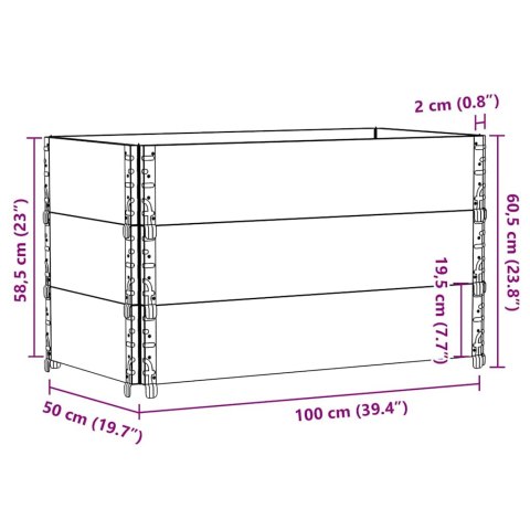 VidaXL Nadstawki paletowe, 3 szt., czarne, 100x50 cm, drewno sosnowe