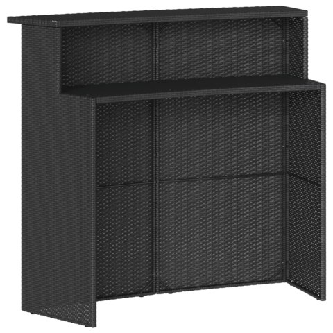 VidaXL 3-cz. zestaw mebli barowych z poduszkami, czarny polirattan