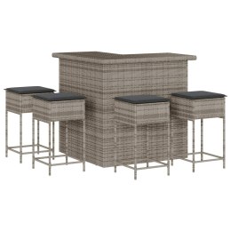 VidaXL 5-cz. zestaw mebli barowych z poduszkami, szary rattan PE