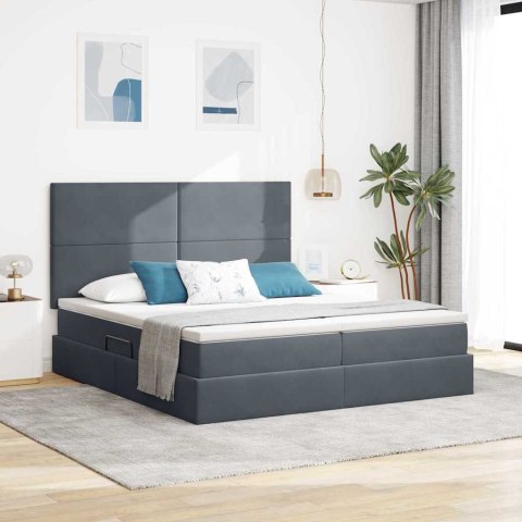 VidaXL Łóżko Ze LED Lights Ciemnoszary 180 x 200 cm Aksamit