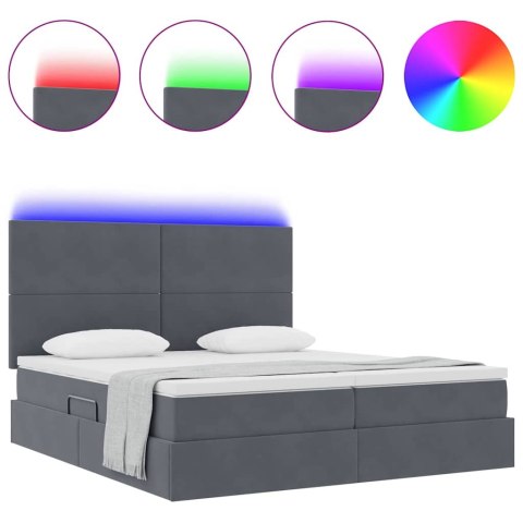 VidaXL Łóżko Ze LED Lights Ciemnoszary 180 x 200 cm Aksamit