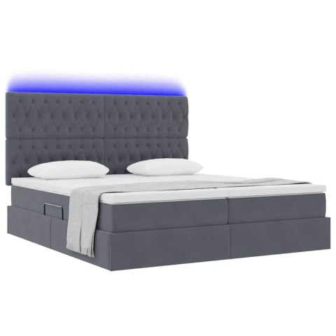 VidaXL Łóżko Ze LED Lights Ciemnoszary 180 x 200 cm Aksamit