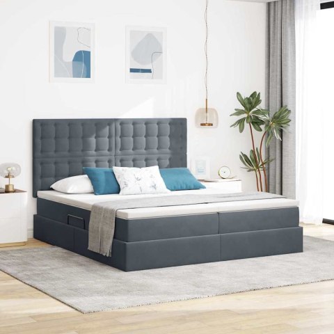VidaXL Łóżko Ze LED Lights Ciemnoszary 180 x 200 cm Aksamit