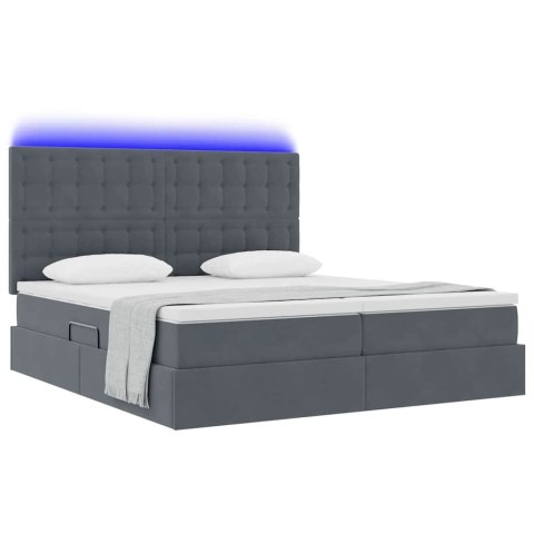 VidaXL Łóżko Ze LED Lights Ciemnoszary 180 x 200 cm Aksamit