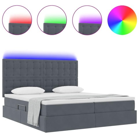VidaXL Łóżko Ze LED Lights Ciemnoszary 180 x 200 cm Aksamit