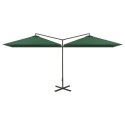PODWÓJNY PARASOL OGRODOWY STALOWY SŁUPEK ZIELONY 600X300CM