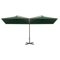 PODWÓJNY PARASOL OGRODOWY STALOWY SŁUPEK ZIELONY 600X300CM
