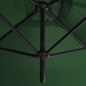 PODWÓJNY PARASOL OGRODOWY STALOWY SŁUPEK ZIELONY 600X300CM
