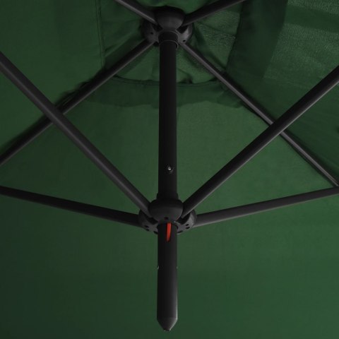 PODWÓJNY PARASOL OGRODOWY STALOWY SŁUPEK ZIELONY 600X300CM
