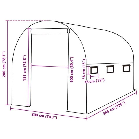 ZASTĘPCZE POKRYCIE SZKLARNI (6,86 M²) 200X343X200CM ZIELONE