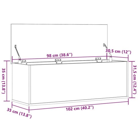 SKRZYNIA 102X35X35 CM DĄB RZEMIEŚLNICZY KUFER BOX SCHOWEK ORGANIZER SIEDZISKO