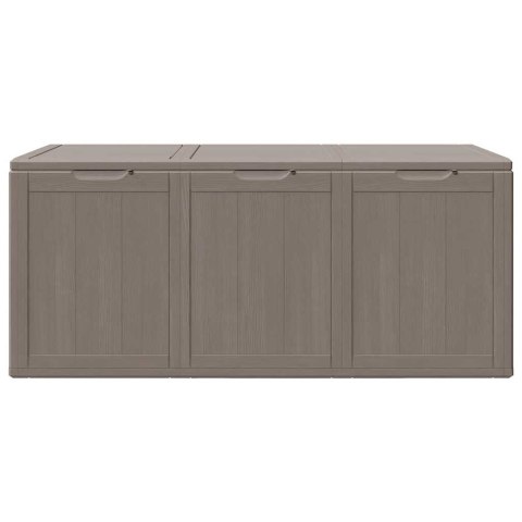 SKRZYNIA OGRODOWA 270L BRĄZOWA PP WYGLĄD DREWNA KUFER TARASOWY ODPORNY UV BOX