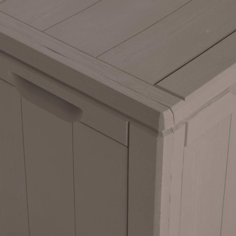 SKRZYNIA OGRODOWA 270L BRĄZOWA PP WYGLĄD DREWNA KUFER TARASOWY ODPORNY UV BOX