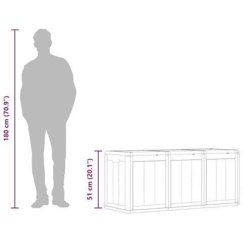 SKRZYNIA OGRODOWA 270L BRĄZOWA PP WYGLĄD DREWNA KUFER TARASOWY ODPORNY UV BOX