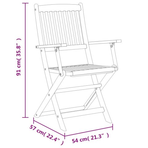 VidaXL 5-cz. zestaw składanych mebli ogrodowych, lite drewno akacjowe