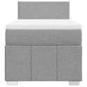 VidaXL Łóżko kontynentalne z materacem, jasnoszare, tkanina, 90x200 cm