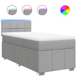 VidaXL Łóżko kontynentalne z materacem, jasnoszare, tkanina, 90x200 cm