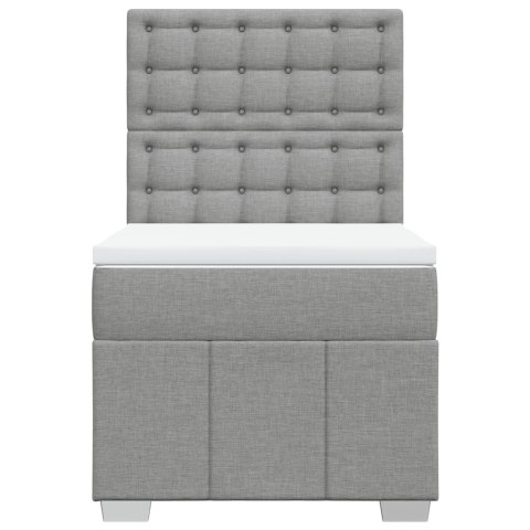 VidaXL Łóżko kontynentalne z materacem, jasnoszare, tkanina, 90x200 cm