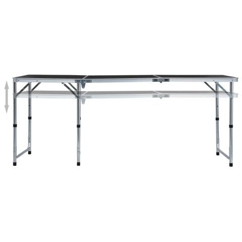 SKŁADANY STOLIK TURYSTYCZNY SZARY ALUMINIOWY 180X60CM