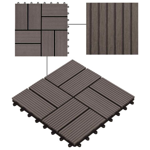 VidaXL Płytka Tarasowa 11 pcs Ciemny brąz 30 x 30 cm
