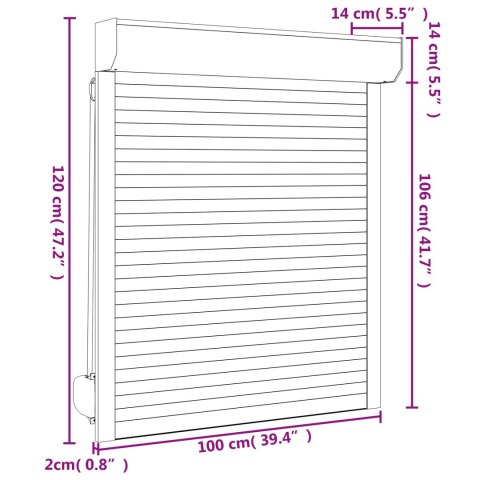 VidaXL Roleta Antracyt 100 x 120 cm Aluminium i poliuretan