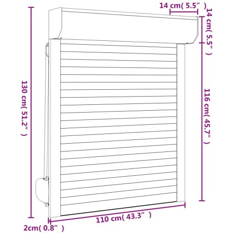 VidaXL Roleta Antracyt 110 x 130 cm Aluminium i poliuretan