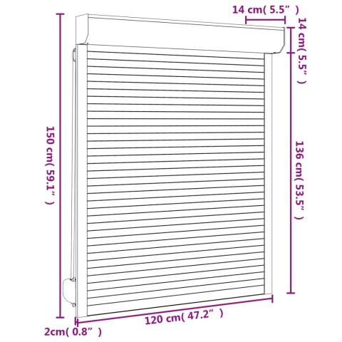 VidaXL Roleta Biały 120 x 150 cm Aluminium i poliuretan