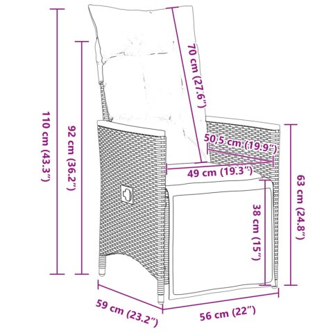 VidaXL 5-cz. zestaw mebli ogrodowych z poduszkami, szary, polirattan