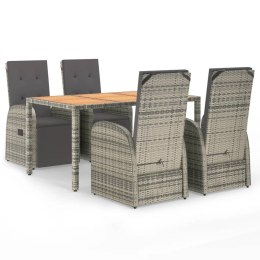 VidaXL 5-cz. zestaw mebli ogrodowych z poduszkami, szary, rattan PE