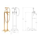 VidaXL Bateria wolnostojąca do wanny, stal nierdzewna, 99,5 cm, złota