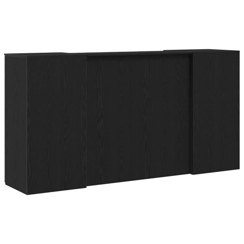 BIURKO RECEPCYJNE CZARNY DĄB 200X50X103,5CM DREWNO KLEJONE