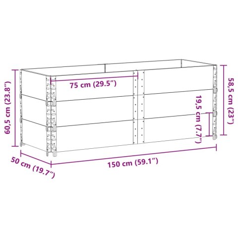 VidaXL Nadstawki paletowe, 3 szt., szare, 150x50 cm, drewno sosnowe
