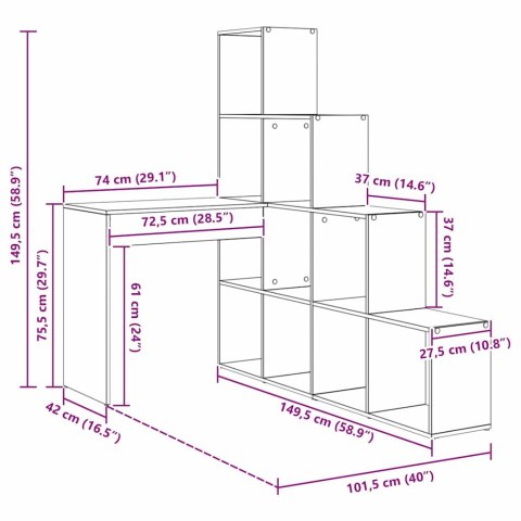 BIURKO NAROŻNE CZARNY DĄB REGAŁ Z PÓŁKAMI KOMPUTEROWE NOWOCZESNE DO BIURA