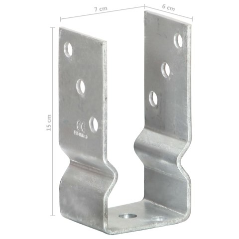 KOTWY DO SŁUPKÓW 6 SZT. SREBRNE 7X6X15CM STAL