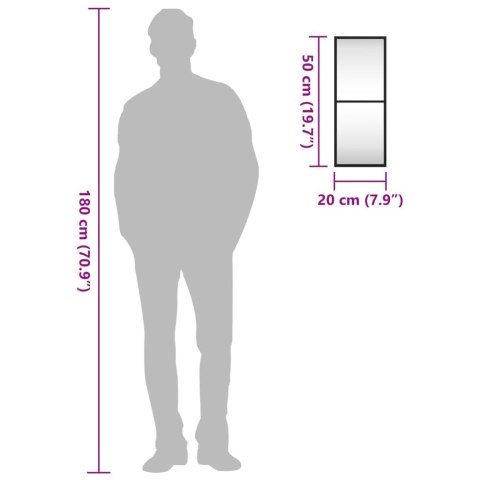 VidaXL Lustro ścienne, czarne, 20x50 cm, prostokątne, żelazo