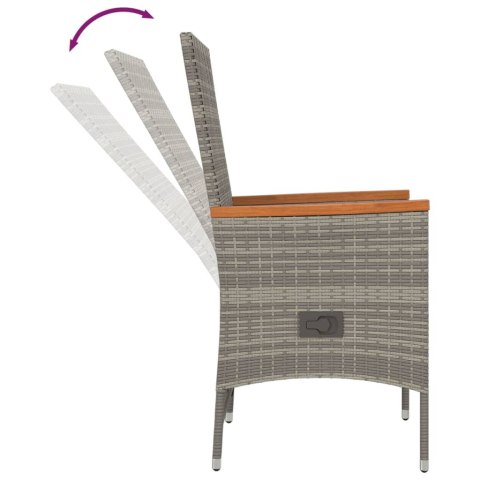 VidaXL 7-cz. zestaw mebli ogrodowych z poduszkami, szary, rattan PE