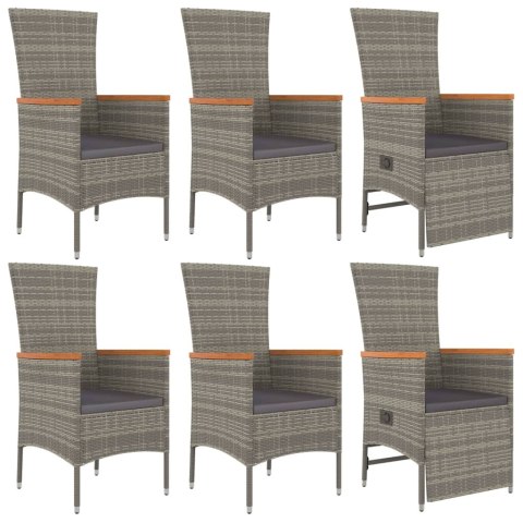 VidaXL 7-cz. zestaw mebli ogrodowych z poduszkami, szary, rattan PE