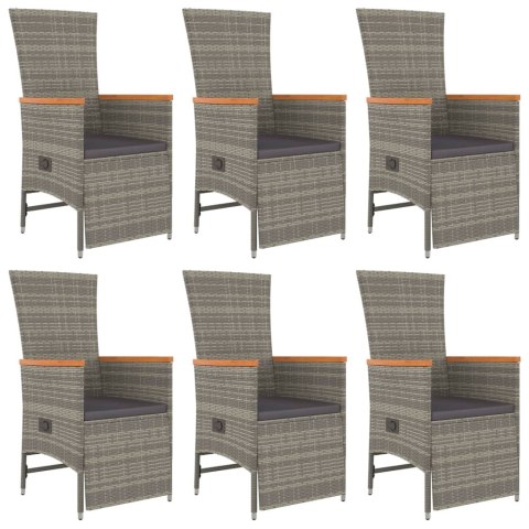 VidaXL 7-cz. zestaw mebli ogrodowych z poduszkami, szary, rattan PE