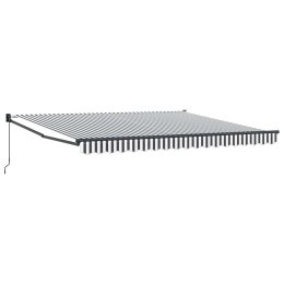 ZWIJANA MARKIZA ANTRACYTOWO-BIAŁA 4X3 M TKANINA I ALUMINIUM