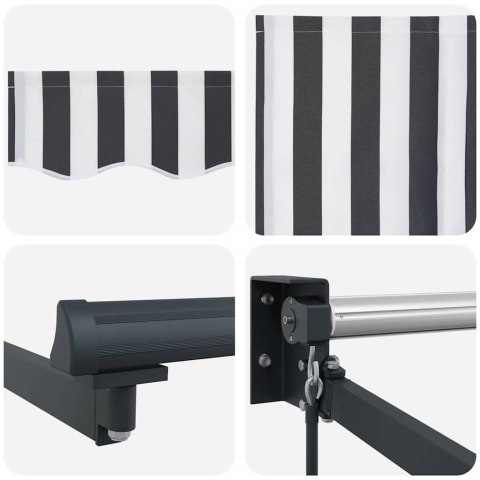 ZWIJANA MARKIZA ANTRACYTOWO-BIAŁA 4X3 M TKANINA I ALUMINIUM
