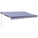 ZWIJANA MARKIZA NIEBIESKO-BIAŁA 3,5X2,5 M TKANINA I ALUMINIUM