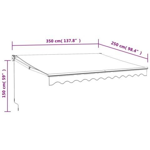 ZWIJANA MARKIZA NIEBIESKO-BIAŁA 3,5X2,5 M TKANINA I ALUMINIUM