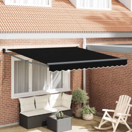 MARKIZA ZWIJANA CZARNA 350X250 CM POLIESTER I ALUMINIUM
